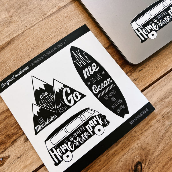 Sticker-Set "The Great Outdoors" - Vanlife Aufkleber - Advanture Shop