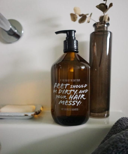 Nachfüllbarer Shampoo Spender aus Braunglas Vanlife Adventure
